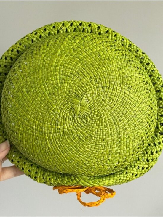 Vintage Green Seagrass Straw Half Hat - One Size main image 4